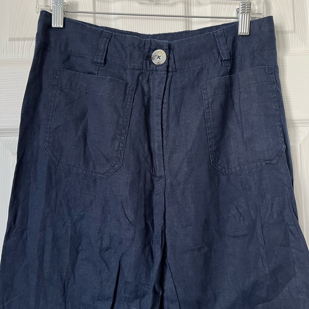 Quince Navy Linen Wide Leg Pants Size 6 - Picture 3 of 8